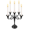 Matte Black 5-Arms Metal Candelabra Candle Holder - Vintage Gothic Taper Stand