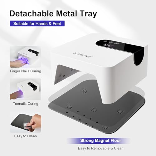 JODSONE UV Nail Lamp Rechargeable Portable with LCD Display & 3 Timers - White H10-2