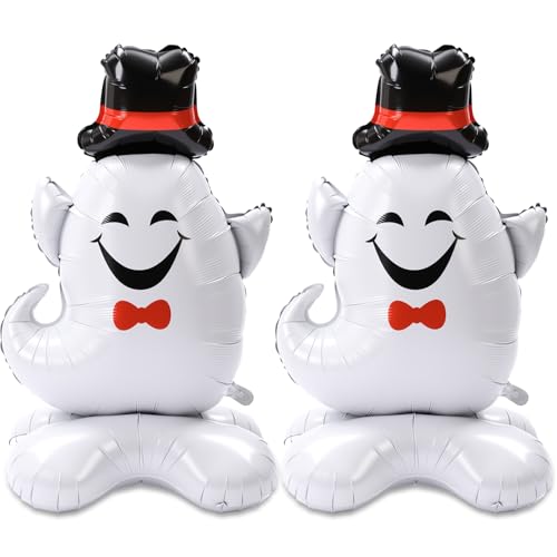 Halloween Ghost Balloons Set - 2 Large Foil Balloons, 59 Inch Ghost Decorations