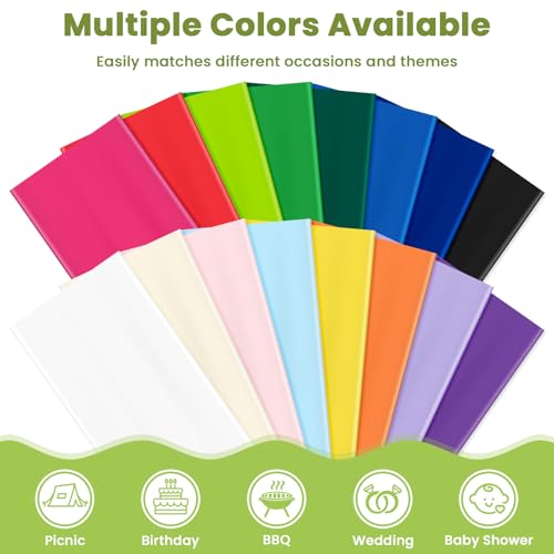 Orange Disposable Plastic Table Cloth Set - 4 Pack 54 x 108 Inches - Rectangle, Party Table Cover