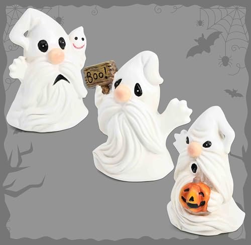 Halloween Ghost Gnome Figurines Set - Resin Tabletop Decorations for Fall & Halloween