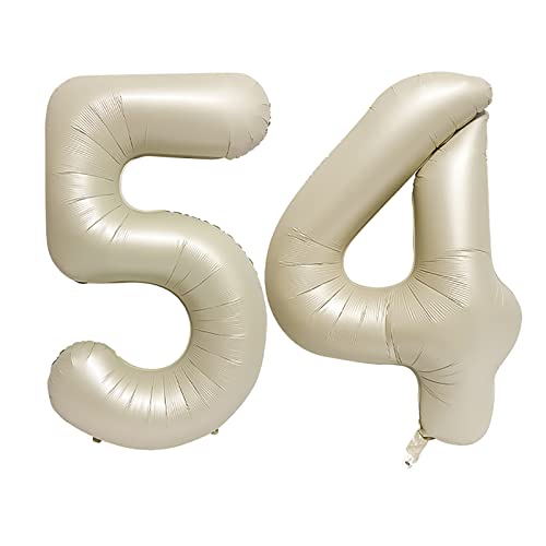 40 Inch Cream White Number Balloon for 54th Birthday and Party Decorations - 2 Pack