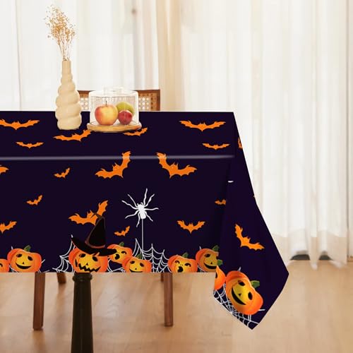 Halloween Plastic Tablecloths 54x87 Inches - Spooky Pumpkin Ghost Design, Pack of 2