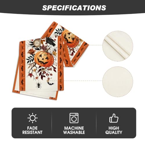 Halloween Table Runner 13x120 Inch Orange Spun Polyester Home Party Decor