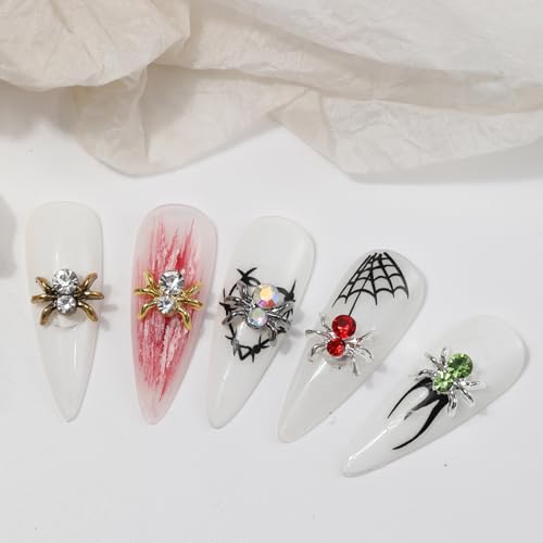 Silver Spider Nail Charms - 20Pcs Halloween 3D Alloy Nail Art Decorations