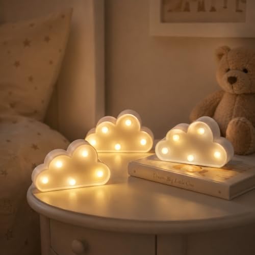 6 Pcs LED Cloud Night Lights - Cloud-Shaped Wall Hangable Lamps - Warm White