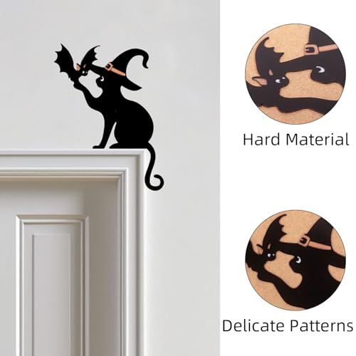 Halloween Cat Door Topper Black Metal Decor Bat Silhouette Home Decor