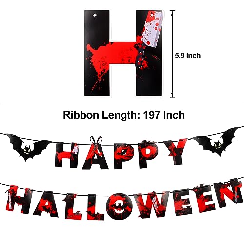 Halloween Bat Banner with 12 3D Stickers - Spooky Party Decorations