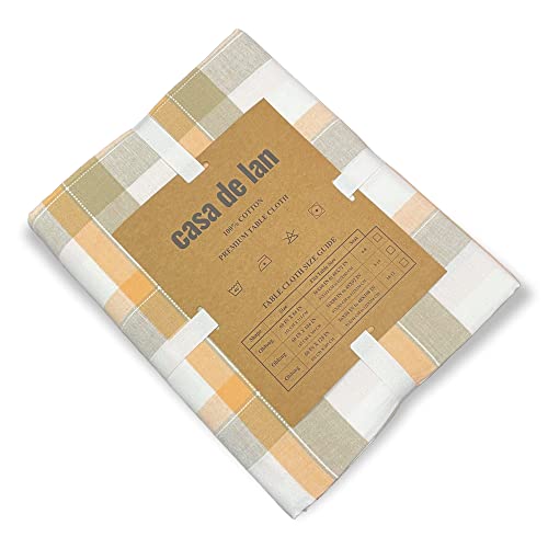 Rectangle Cotton Table Cover - Orange Tartan 60 x 104 Inches - Kitchen & Dining