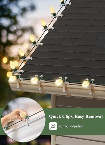 Minetom 400 Pack Christmas Light Clips - White for C7 C9 String Lights