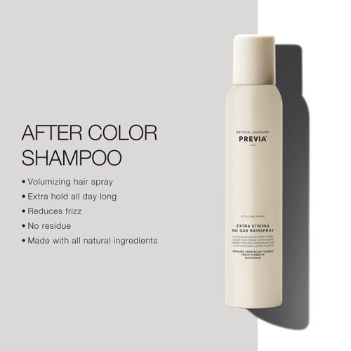 PREVIA Extra Strong Hairspray - Volumizing Hair Styling Spray with Organic Verbascum Flower | 6.7 oz, Vegan & Natural