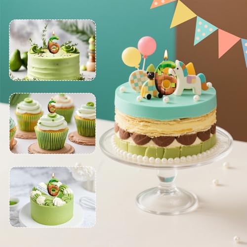 Pixel Miner Number Candle for Birthday Cake - Retro Art / 6 Pink+Blue