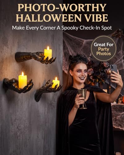 Halloween Creepy Reaching Hands Wall Decor with Candles - Haunted House Gothic Theme