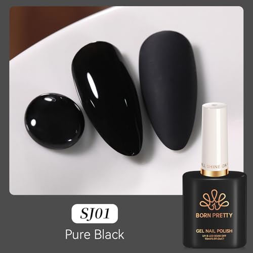 Black Gel Nail Polish - Opaque Black Halloween Design - Pure Black Variation, 15ml
