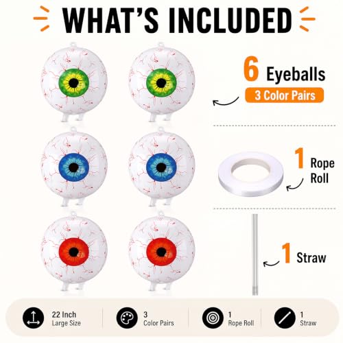 Halloween Inflatable Eyeballs Yard Decorations - 6 Pack, 22 Inches