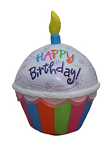 Birthday Party Decorations Bundle with Inflatable Cake & Cupcake Lights - Indoor Outdoor