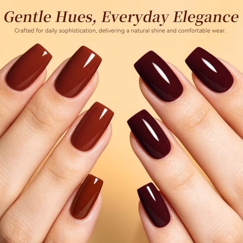 Fall Winter Gel Nail Polish Set - Brown, Caramel, Pumpkin Orange - Fifth Avenue Variation
