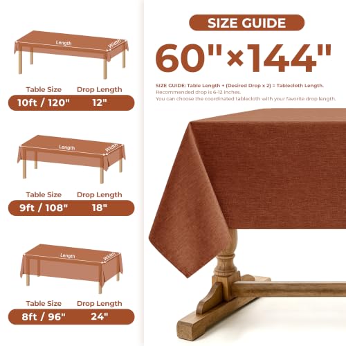 Decorelia Fall Linen Textured Rectangular Tablecloth - Burnt Orange 60x144 Inches (Variation: Burnt Orange / 144" x 60")