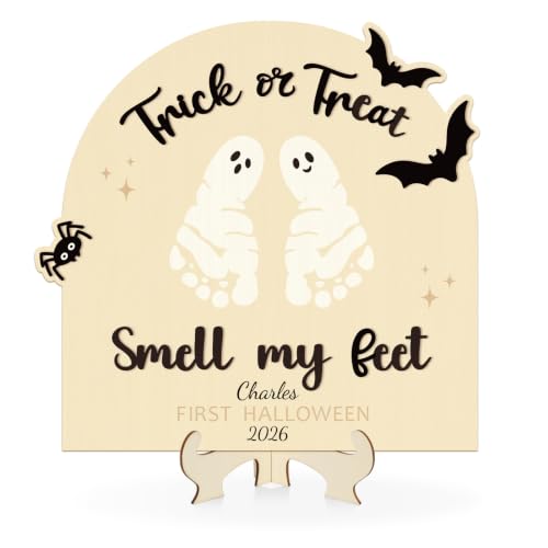 Baby's First Halloween DIY Footprint Art Card Sign - Trick Variation