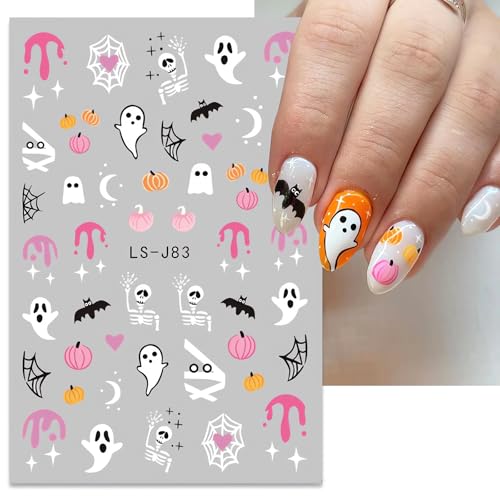Halloween Ghosts Nail Stickers 4PCS - Cute Skull Spider Pumpkins Style01