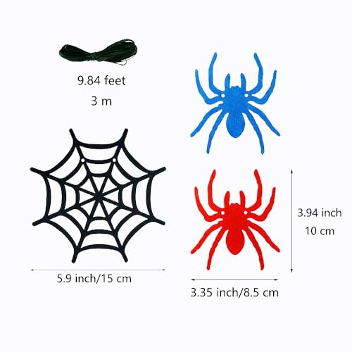 Halloween Spider Web Garland Banner - Felt Hanging Decorations for Home & Party