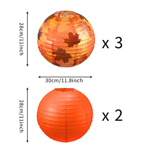 Fall Paper Lanterns Maple Leaf Orange Party Decorations - Pack of 2 - CA2636