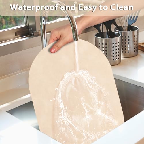 Oval Heat-Resistant Placemats Set of 12 - Waterproof & Washable Beige