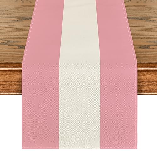 Pink White Stripes Table Runner 13x72 Inch Christmas Holiday Home Decor