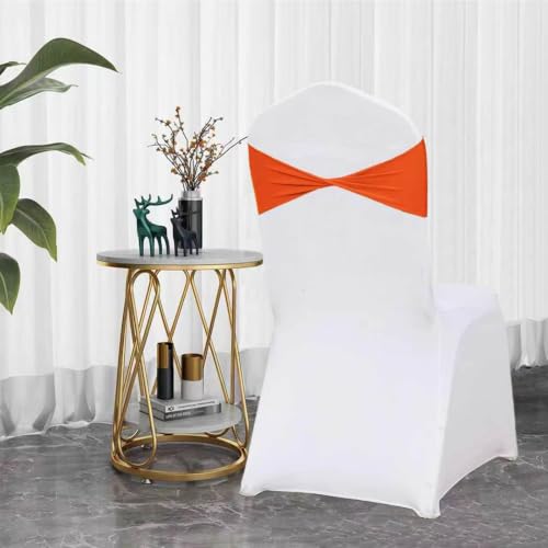 50 PCS Orange Spandex Chair Sashes Bows - Stretchable Wedding & Event Ties