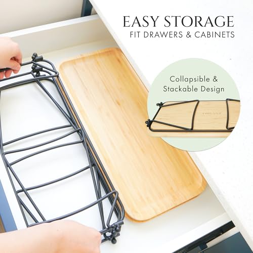 Bamboo Three Tiered Serving Trays for Party - Medium - FINESSY