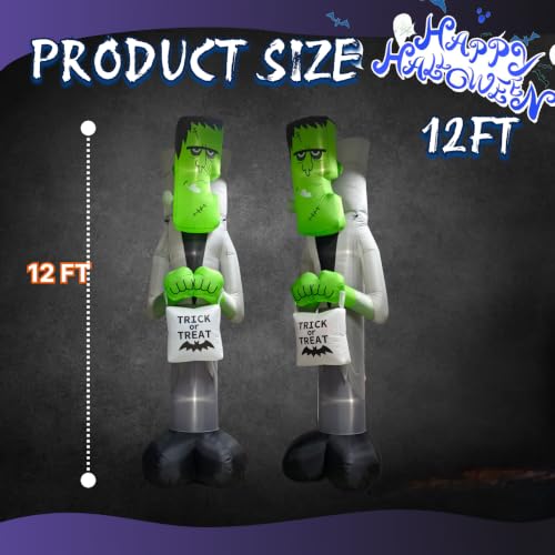 12FT Halloween Inflatable Frankenstein Monster Yard Decoration with RGB Flashing Bag
