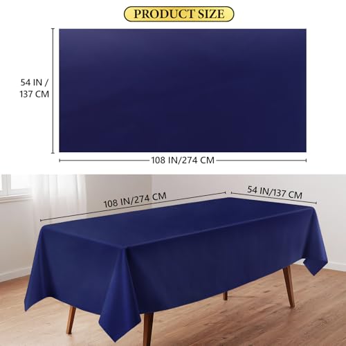 Navy Blue Disposable Tablecloth 54x108 Inches 10 Pack Leakproof & Sturdy