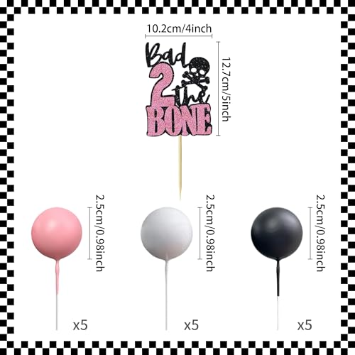 Pink Bad 2 The Bone Cake Topper & Party Decorations for 2nd Birthday - Gothic & Rock Style