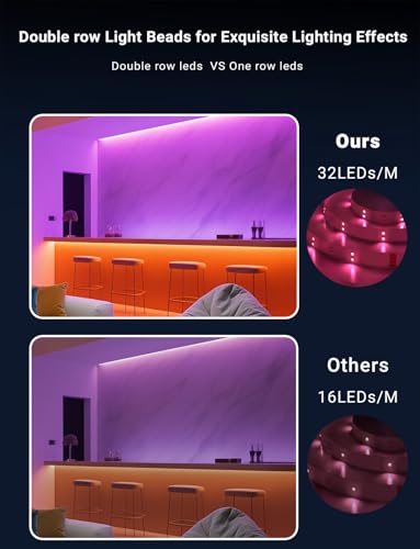 100FT Color Changing LED Strip Lights with Music Sync & App Control