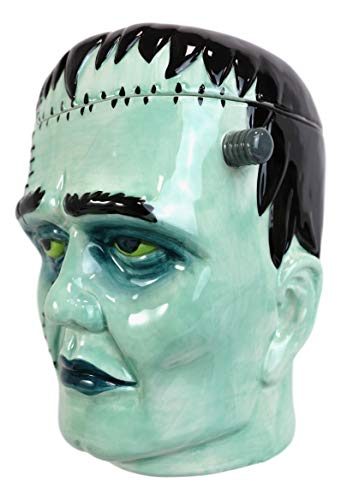 Halloween Ghastly Frankenstein Skull Cookie Jar - Ceramic Macabre Decor