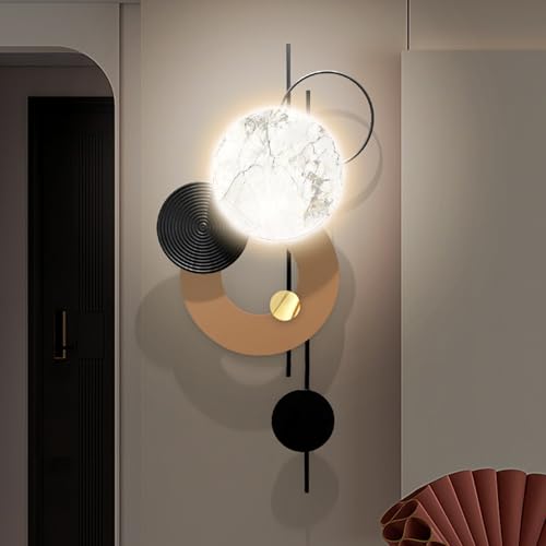 Large Metal Wall Decor with Light - Modern 3D Wall Art Sculpture - 46"L x 22"W