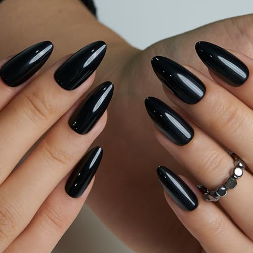 Long-Lasting Soft Gel Press On Nails - CurvLife Black, Fall Style, Variation of THIS listing