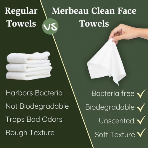 Disposable Face Towels for Sensitive Skin - 50 Pack, Ultra Soft, Makeup Remover Wipes