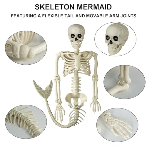 38 Inch Halloween Mermaid Skeleton with Movable Joints - Spooky Decor Prop - Variation of THIS listing