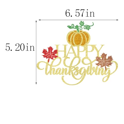 Thanksgiving Cake Topper - Fall Pumpkin Maple Leaves Decoration - Happy Thanksgiving Variation