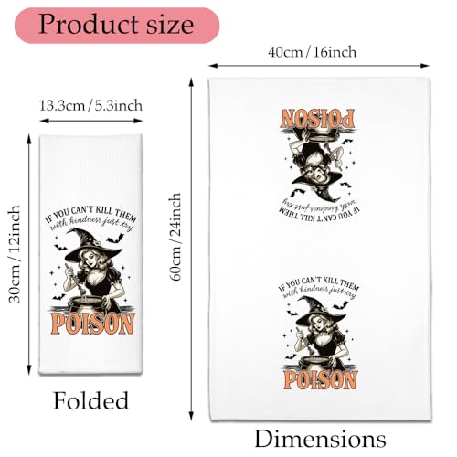 Humorous Witch Theme Kitchen Towel - White G Halloween Gift for Friend Coworker