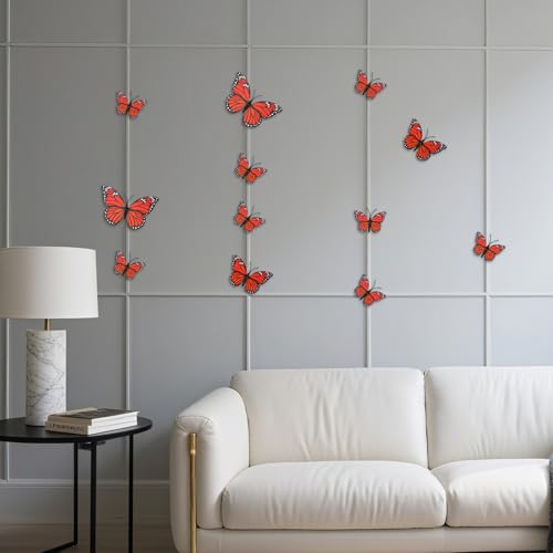 12PCS Monarch Butterfly Wall Decorations with Adhesive Dots - Halloween & Autumn Decor