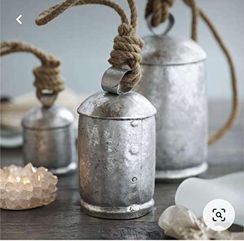 Rustic Silver Christmas Bell Cow Bells Harmony Giant Vintage
