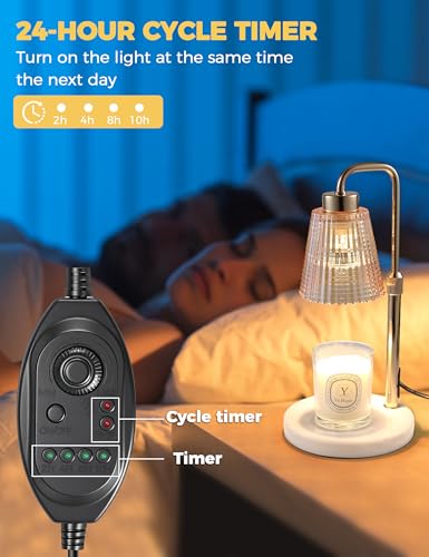 Marble White Candle Warmer Lamp with Cycle Timer, Dimmable Wax Melt Burner