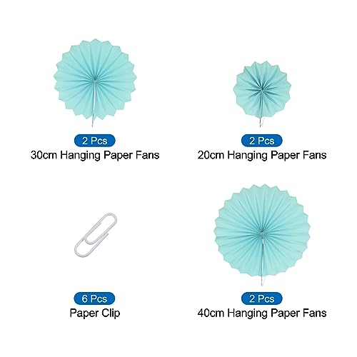 Blue Hanging Paper Fans Party Decorations Set - 6 Pcs for Weddings, Birthdays & Events