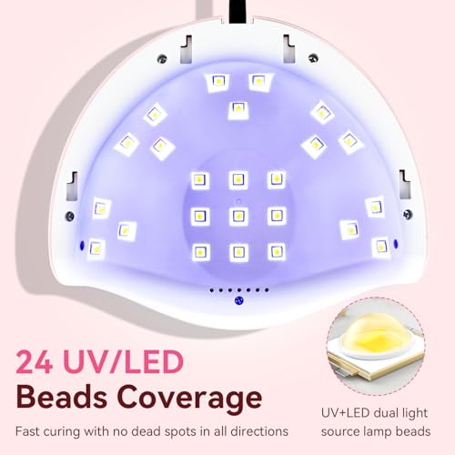 JODSONE UV LED Nail Lamp with 4 Timer Settings Auto Sensor Pink M50009