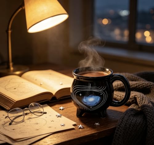 Black Starry Sky Ceramic Cauldron Mug 12 oz Witches Brew Coffee Cup - Variation of THIS listing