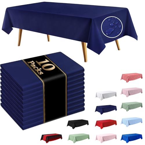 Navy Blue Disposable Tablecloth 54x108 Inches 10 Pack Leakproof & Sturdy