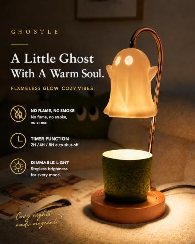 Ceramic Ghost Candle Warmer Lamp with Timer - Hands Variation, Spooky Cute Wax Melter