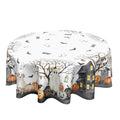 Halloween Round Tablecloth 60 Inch - White Ghost Design, Orange Black Variations